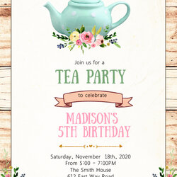 Marvelous Tea Birthday Party Invitation Template Ts