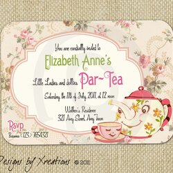 High Quality Cute Vintage Tea Party Invitation Digital Template Invitations Templates Invite Printable