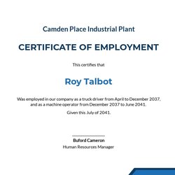 Preeminent Certificate Of Employment Template Free Illustrator Word Editable