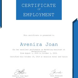 Sublime Best Certificate Of Employment Samples Free