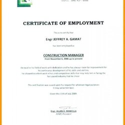 Outstanding Sample Certificate Of Employment Template Word Samples Templates