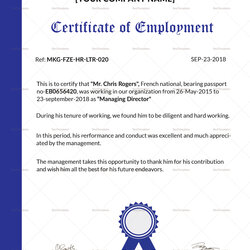Superb Excellent Employment Certificate Design Template In Word Sample Letter Job Certificates Templates