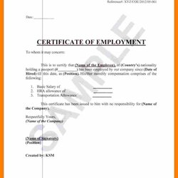 Eminent Certificate Of Employment Certificates Templates Free Sample Template Employee Form Service Format