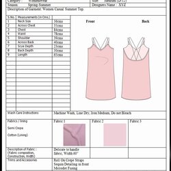 The Highest Quality Construction Spec Sheet Template Best Of Casual Summer Top Cost Specification Garment