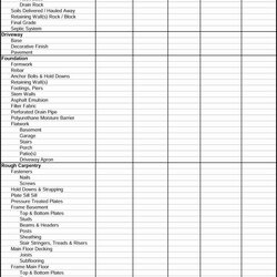 Preeminent Construction Spec Sheet Template Luxury Residential Spreadsheet Checklist Bidding Expenses