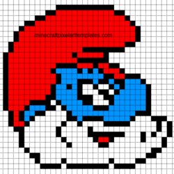 Pixel Art Templates Pixels Patterns Smurf Papa Blueprints Pattern Template Coloring Pages Stitch Beading