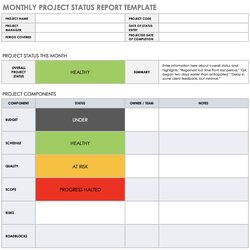 Marvelous Monthly Project Status Report Template Excel Templates