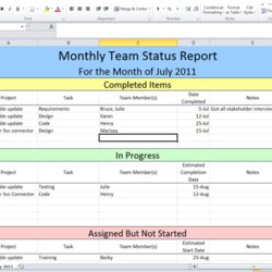 Get Project Status Report Template Excel Microsoft Templates Monthly Progress Manager Reports Management