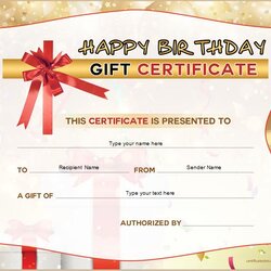 Wonderful Birthday Gift Certificate Sample Templates For Word Professional Certificates Template Printable