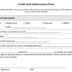 Credit Card On File Form Templates Best Professional Authorization Download With Regard To