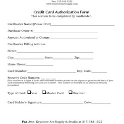 The Highest Quality Credit Card Form Templates Formats Examples In Word Excel Authorization Template