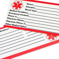 Marvelous Free Printable Medical Id Wallet Cards Emergency Card Alert Template Diabetes Templates Medication