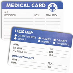 Very Good Medical Alert Wallet Card Template
