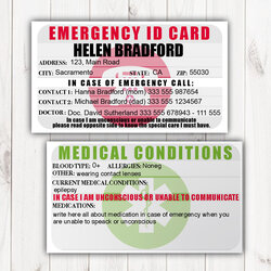 Tremendous Medical Alert Wallet Card Template