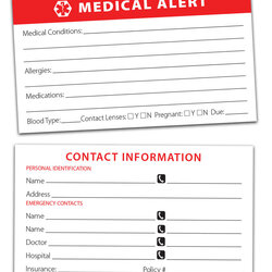 Excellent Free Printable Wallet Size Medical Information Card Templates For Mount Mercy University Regarding
