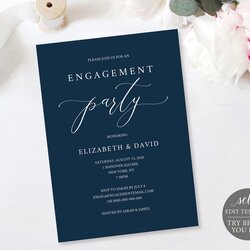 Smashing Engagement Party Invitation Template Fully Editable Instant