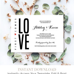 Spiffing Printable Engagement Party Invitation Template Modern Announcement Invite Digital