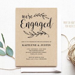 Preeminent Engagement Invitation Template Printable Party Rehearsal Kraft