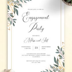 The Highest Standard Golden Leaves Engagement Party Invitation