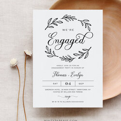 Capital Engagement Invitation Template Printable Simple Wedding Engaged Editable
