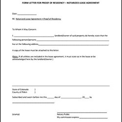 Admirable Blank Notarized Letter For Proof Of Residency Template Format Sample