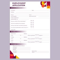 Brilliant Employment Application Form Free Job Printable