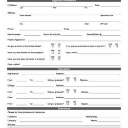 Perfect Free Employment Job Application Form Templates Printable