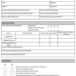 High Quality Employment Application Form Free Sample Template