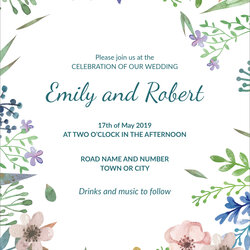 Wonderful Free Wedding Invitation Template Cards Printable And Editable Floral