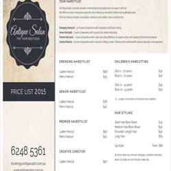 Perfect Free Salon Price List Samples In Ms Word Sample Templates Format