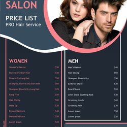 Wonderful Free Price List Templates Sheet Salon Template Hair