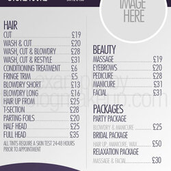 Smashing Hair Salon Prices List And Menu Design Ideas Beauty Salons Beautifully Hairdresser Designed Price