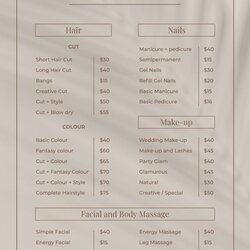 Cool Free Elegant Minimalist Beauty Salon List Template And Preview