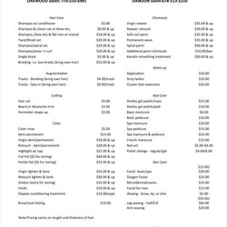 Magnificent Salon Price List Templates Free Samples Examples Formats Download Template Business