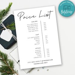 Capital Printable Salon Price List Template Beauty Tags Compressed