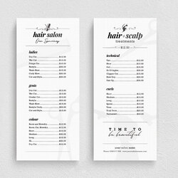 Fantastic Hair Salon Price List Template Creative Flyer Templates Market