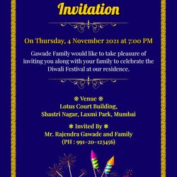 Fantastic Diwali Party Invite Template Width
