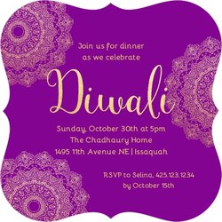 Swell Purple And Gold Diwali Invitation Cards Large Bracket