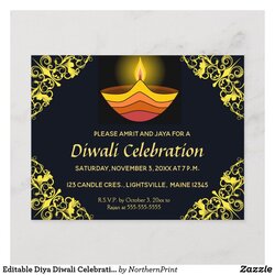 Splendid Editable Diwali Celebration Invitation Postcard Invitations Party Choose Board