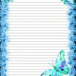 Fine Para Stationery Paper Printable Lined Stationary Writing Note Butterfly Background Papers Border