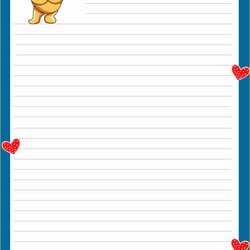 Splendid Free Printable Stationery Templates Of Winter Writing Paper Letter Kids Lined Teddy Bear Stationary