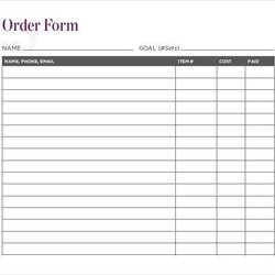 Free Fundraiser Order Form Template Database Basic