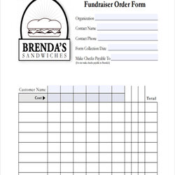 Brilliant Free Blank Fundraiser Order Form Template Database Source
