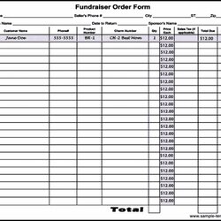 Fundraiser Order Form Template Business Blank Excel Sample Templates