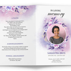 The Highest Standard Programs Funeral Printable Memorial Program Purple Floral Design Watercolor