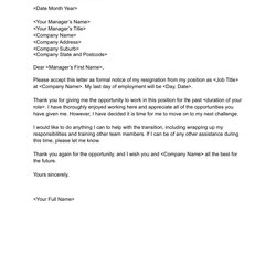 Excellent Template For Resignation Letter Employer Business Quitting Stirring Phenomenal Volunteer Amazing