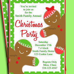 Superb Christmas Party Invitation Printable Gingerbread Kid Invitations Invite Holiday Kids Template Wording