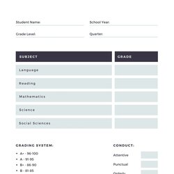 Matchless Customize Report Cards Templates Online Gray Simple Card