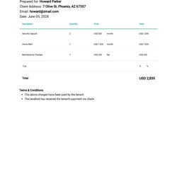 Rent Receipt Template Google Docs Simple