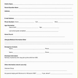 Free Patient Registration Form Template Of Forms Printable Church School Camp Dance Word Daycare Child